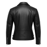 Women’s Black Quilted Moto Leather Jacket | Asymmetric Biker Jacket