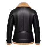 Women’s Black Shearling Aviator Leather Jacket | Winter Leather Jacket