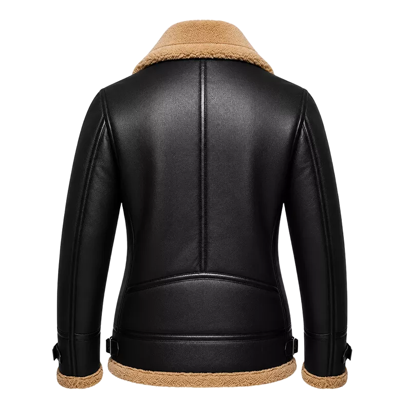 Women’s Black Shearling Aviator Leather Jacket | Winter Leather Jacket