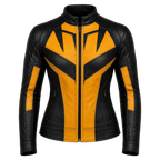 Women's Black Yellow Leather Moto Jacket  Stylish Zip-Up Biker Jacket
