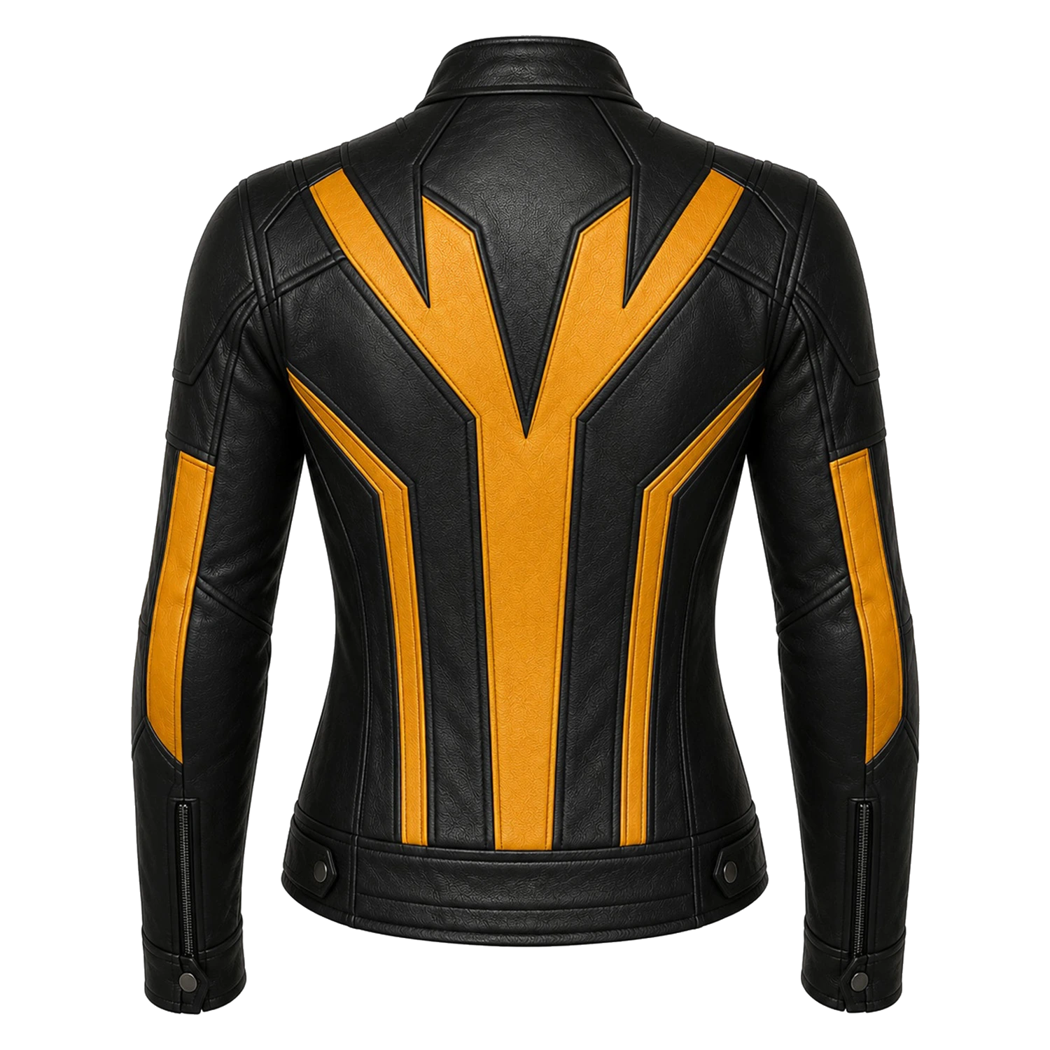 Women's Black Yellow Leather Moto Jacket  Stylish Zip-Up Biker Jacket