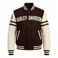 Women's Brown Cream Motorcycle Varsity Jacket | Wool & Leather Sleeve Letterman Jacket