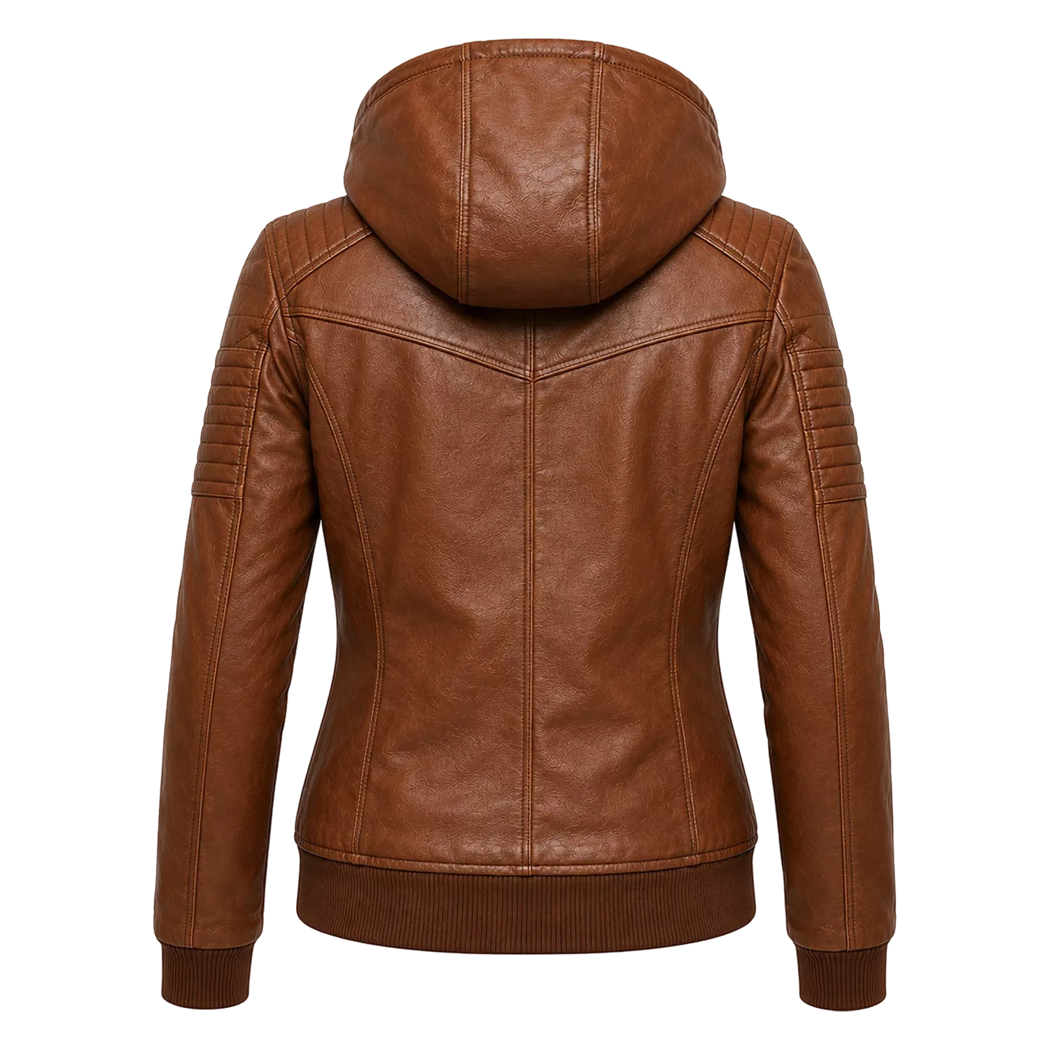Women’s Brown Maverick Hooded Biker Leather Jacket