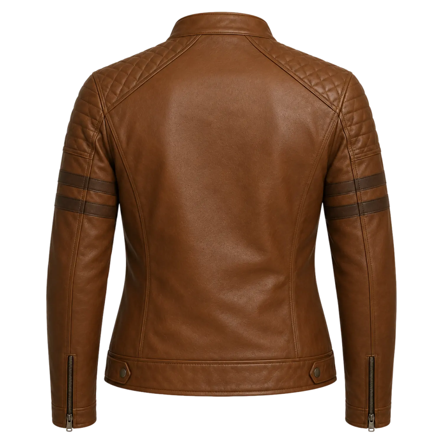 Women’s Brown Quilted Cafe Racer Leather Jacket | Rogue Biker Style