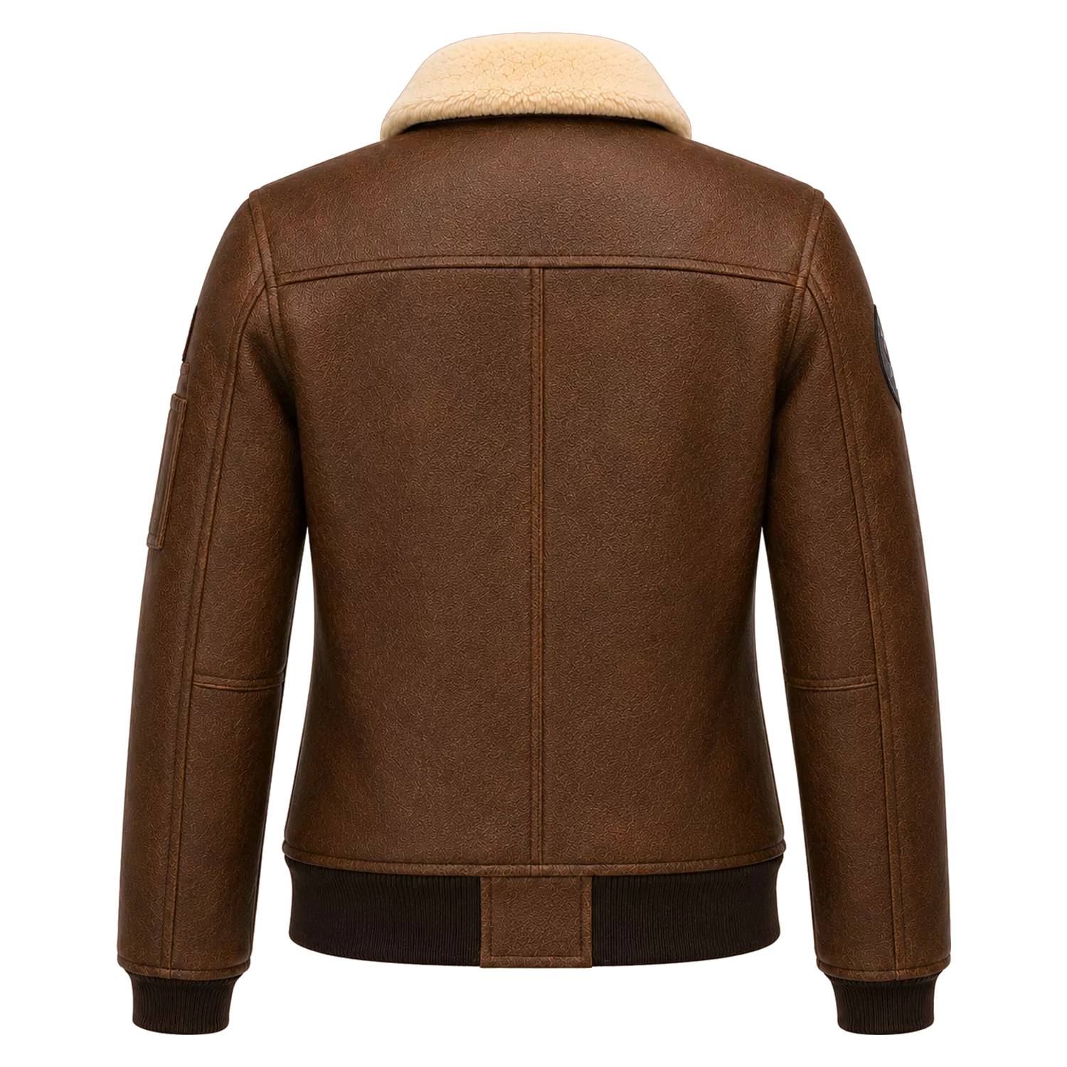 Women’s Brown Shearling Aviator Leather Jacket | Patch Detail Bomber Jacket