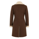 Women’s Brown Shearling Suede Leather Coat | Long Winter Jacket