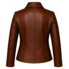 Women’s Brown Wrap Leather Jacket | Asymmetric Button Front Coat