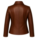 Women’s Brown Wrap Leather Jacket | Asymmetric Button Front Coat