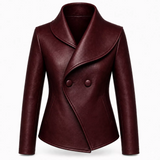 Women’s Wrap Leather Jacket | Asymmetric Button Front Blazer Style Coat
