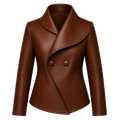 Women’s Brown Wrap Leather Jacket | Asymmetric Button Front Coat
