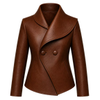 Women’s Brown Wrap Leather Jacket | Asymmetric Button Front Coat