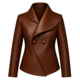 Women’s Brown Wrap Leather Jacket | Asymmetric Button Front Coat