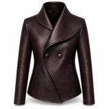 Women’s Wrap Leather Jacket | Asymmetric Button Front Blazer Style Coat