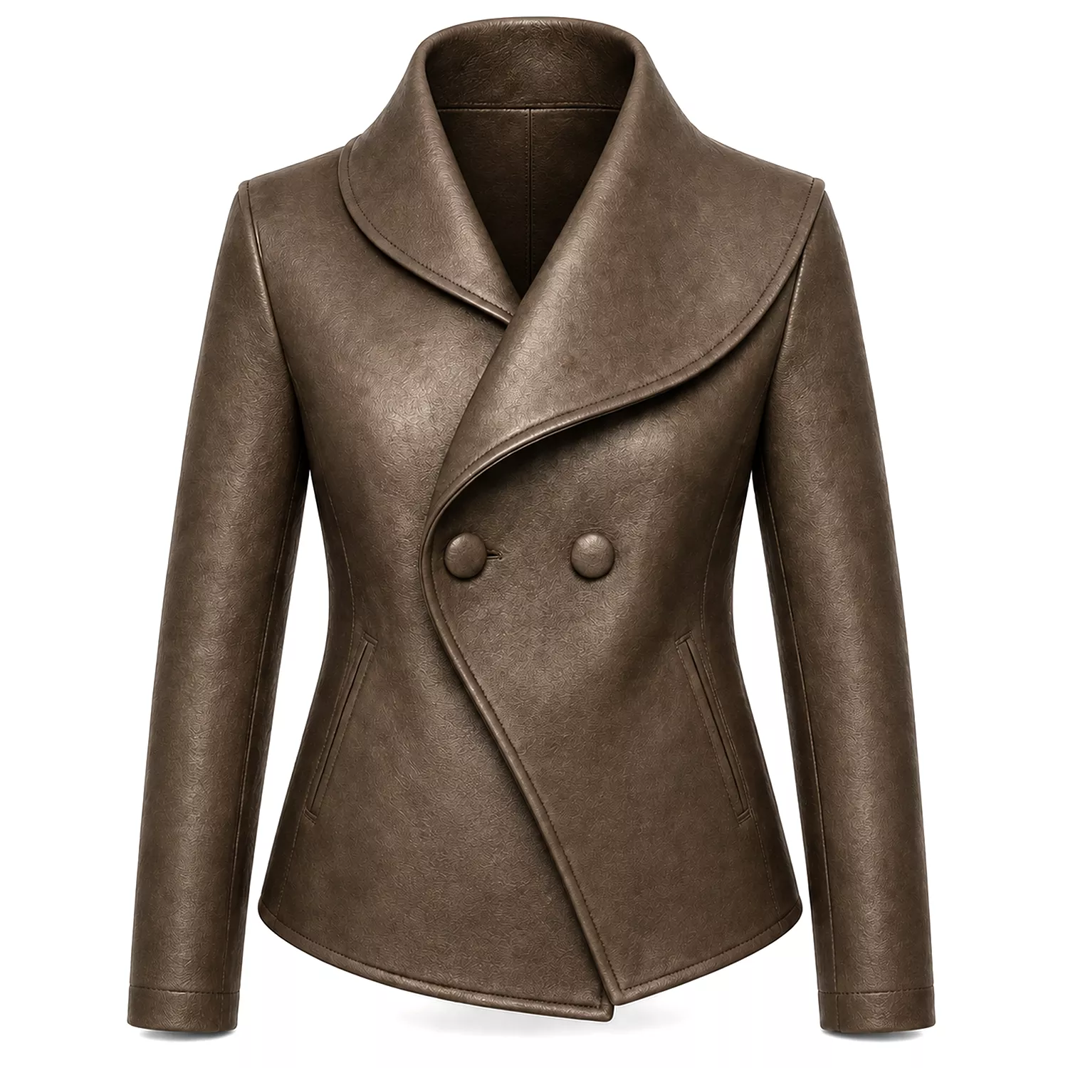 Women’s Wrap Leather Jacket | Asymmetric Button Front Blazer Style Coat