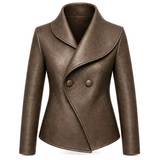 Women’s Wrap Leather Jacket | Asymmetric Button Front Blazer Style Coat