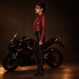 Women’s Burgundy Cropped Leather Biker Jacket | Asymmetrical Zip Moto Jacket