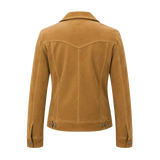 Women’s Camel Suede Leather Trucker Jacket | Button-Up Casual Jacket