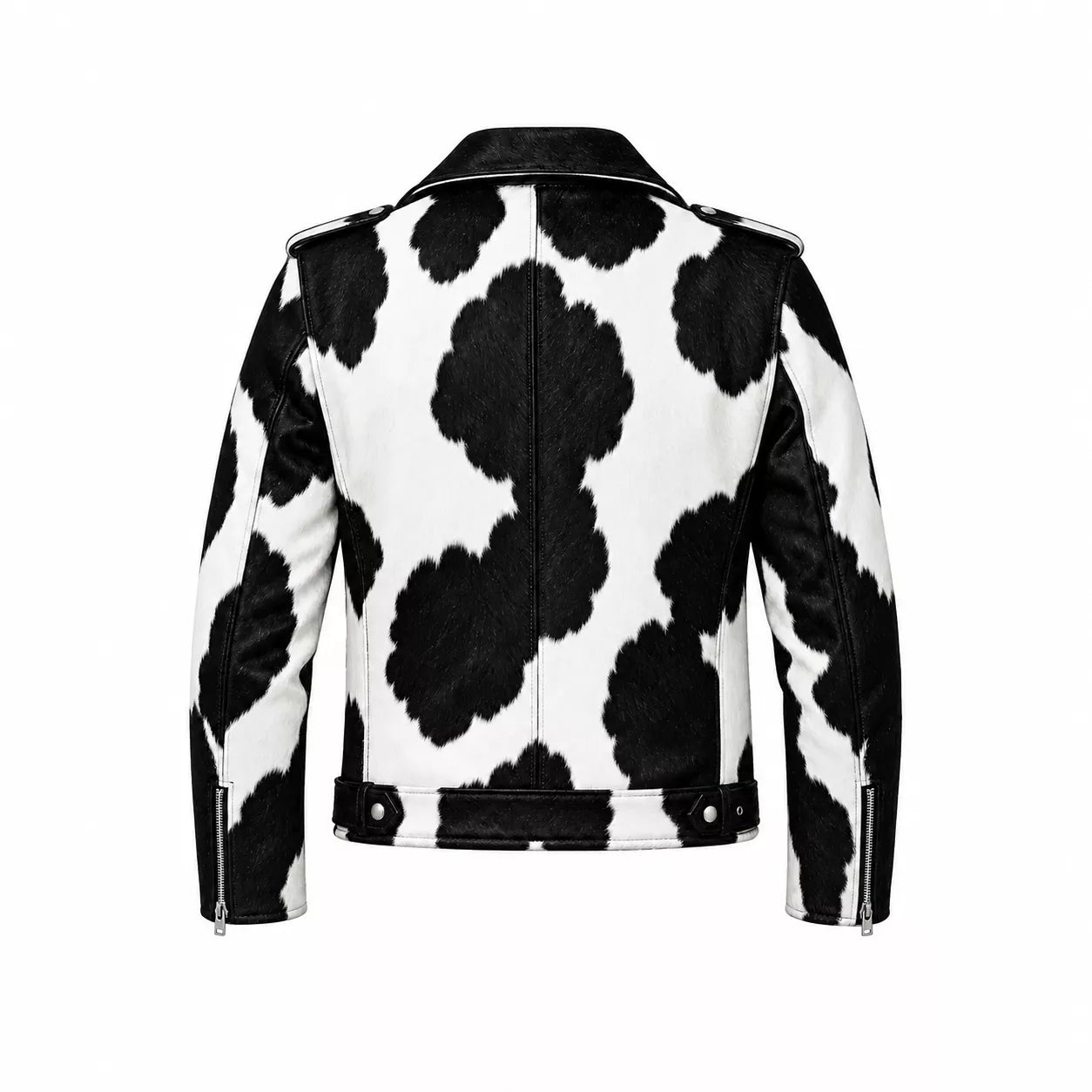 Women's Cowhide Leather Biker Jacket | Real Hair On Western Motorcycle Outerwear