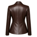 Women’s Dark Brown Leather Blazer | Quilted Lapel Tailored Jacket
