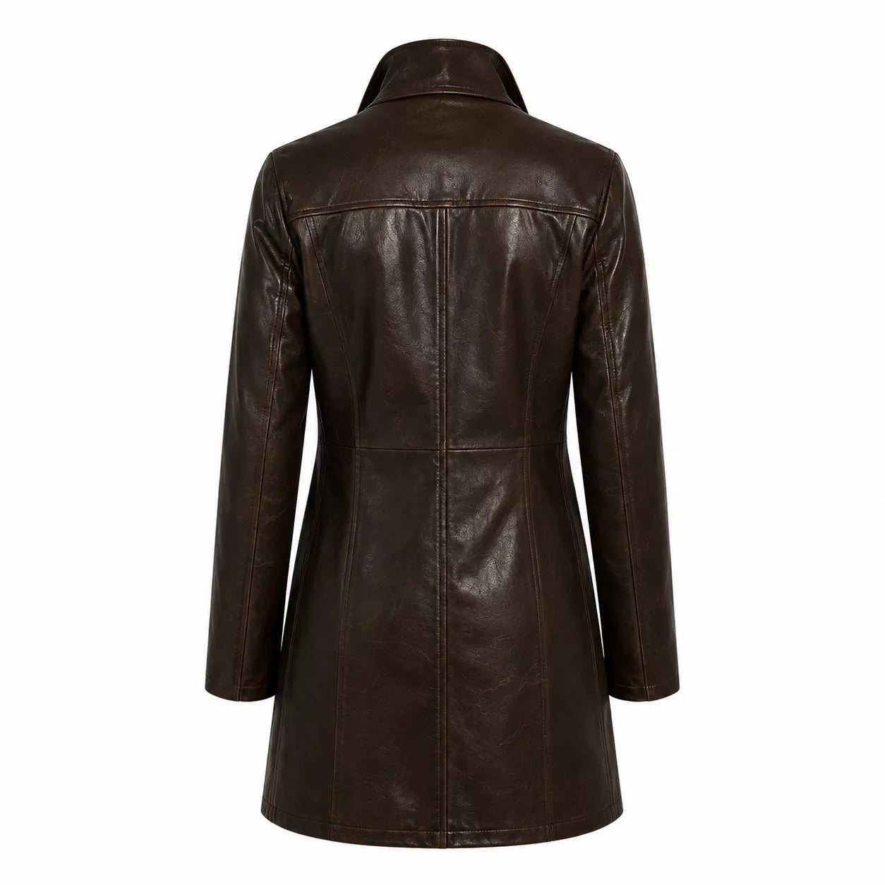Women’s Dark Brown Leather Car Coat | Classic Long Jacket
