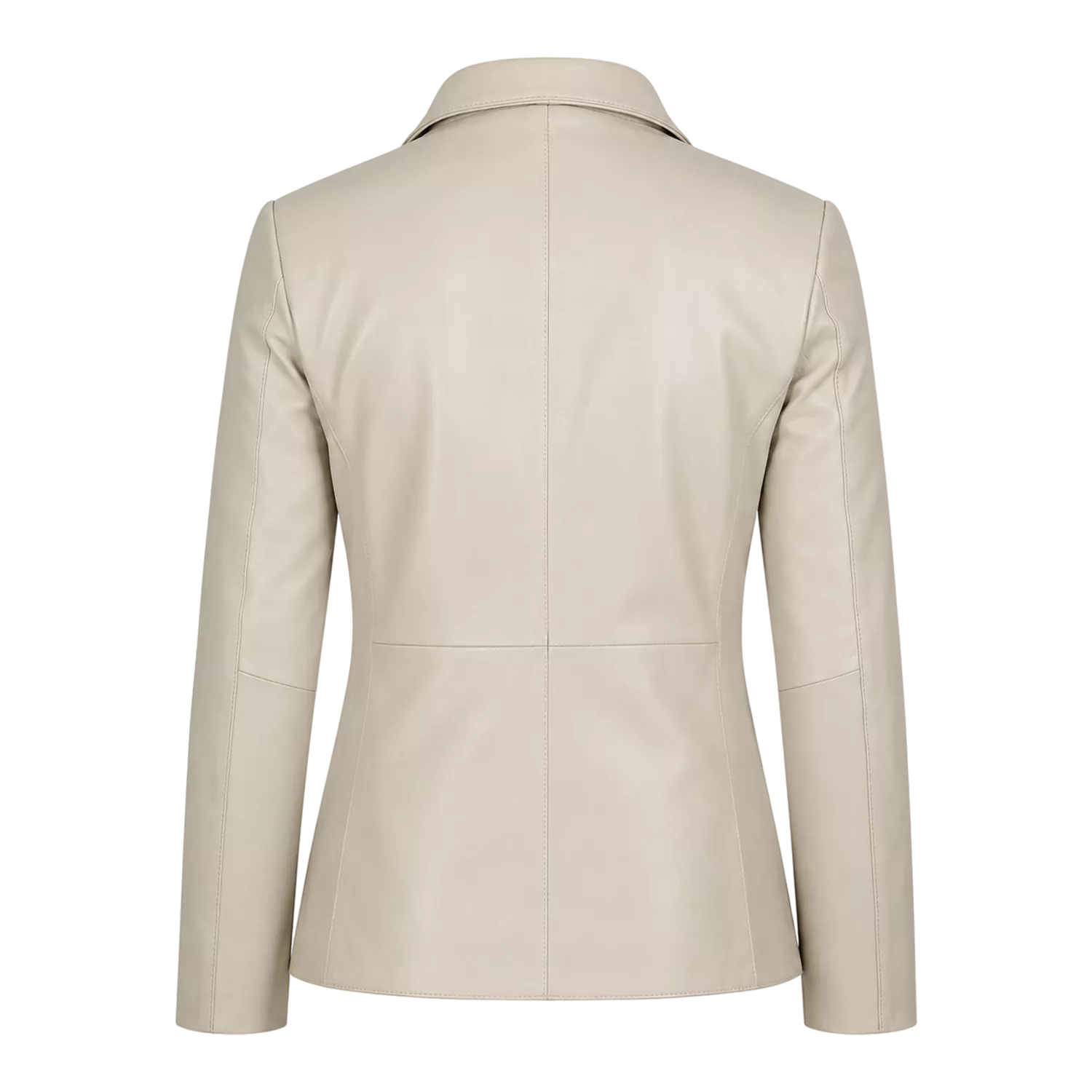 Women’s Ivory Leather Blazer | Cream Tailored Button Front Jacket