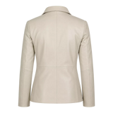 Women’s Ivory Leather Blazer | Cream Tailored Button Front Jacket