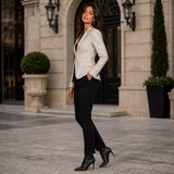 Women’s Ivory Leather Blazer | Cream Tailored Button Front Jacket