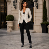 Women’s Ivory Leather Blazer | Cream Tailored Button Front Jacket