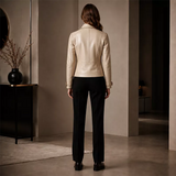 Women’s Ivory Leather Moto Jacket | Zip-Up Cream Biker Jacket