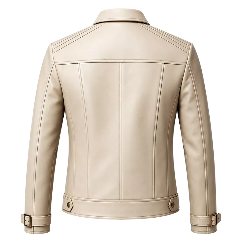 Women’s Ivory Leather Moto Jacket | Zip-Up Cream Biker Jacket