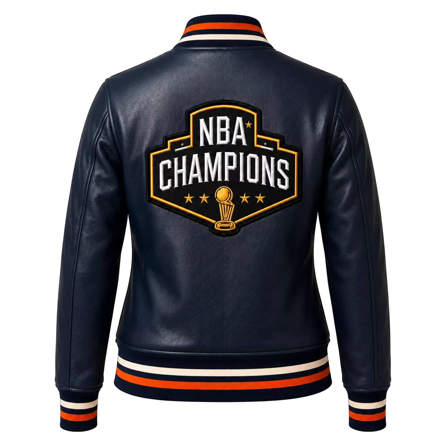 Women’s Navy Basketball Varsity Leather Jacket | Championship Style Bomber Jacket