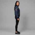 Women's Navy Space Mission Patch Bomber Jacket | Zip-Up Flight Jacket