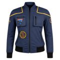 Women's Navy Space Mission Patch Bomber Jacket | Zip-Up Flight Jacket