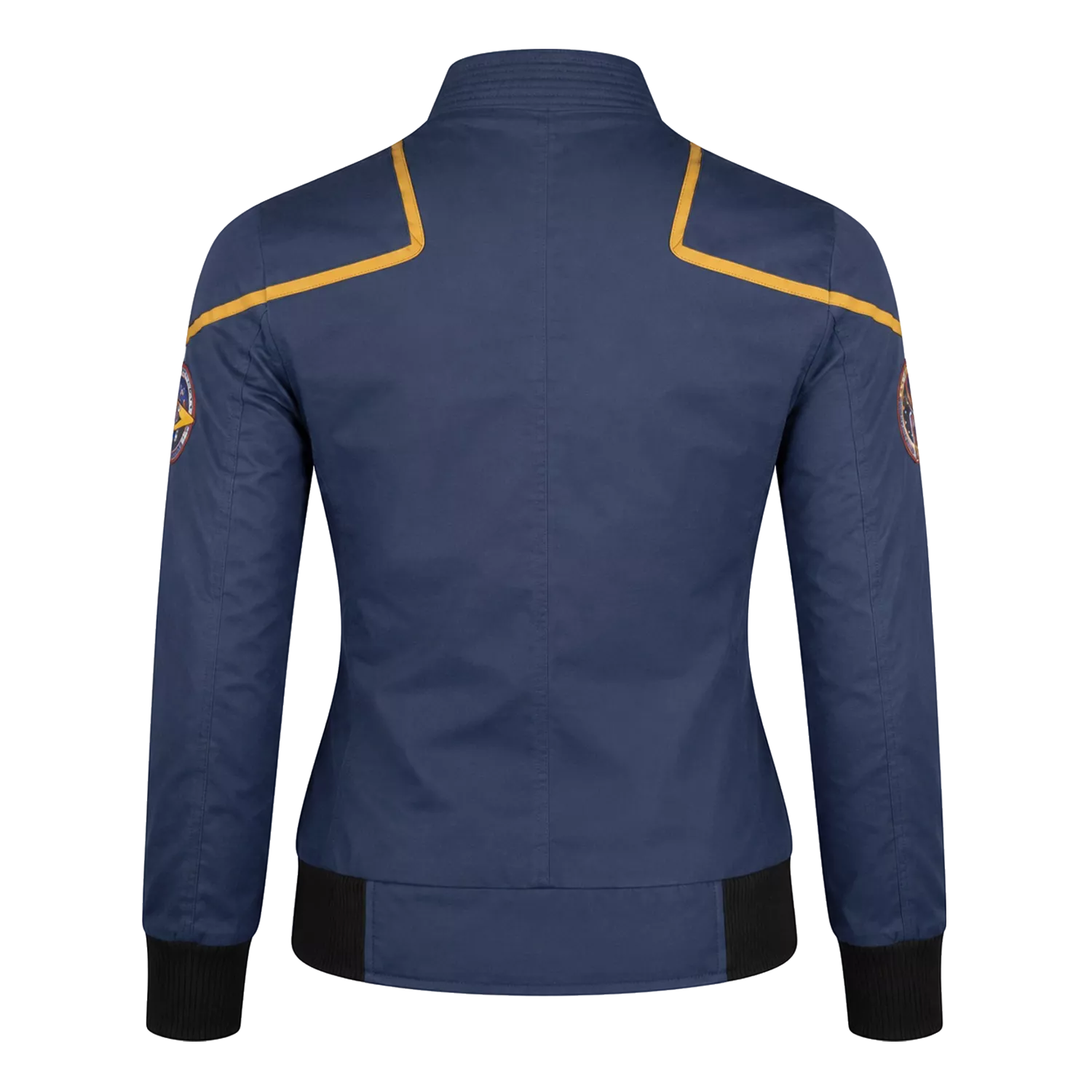 Women's Navy Space Mission Patch Bomber Jacket | Zip-Up Flight Jacket