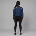 Women's Navy Space Mission Patch Bomber Jacket | Zip-Up Flight Jacket