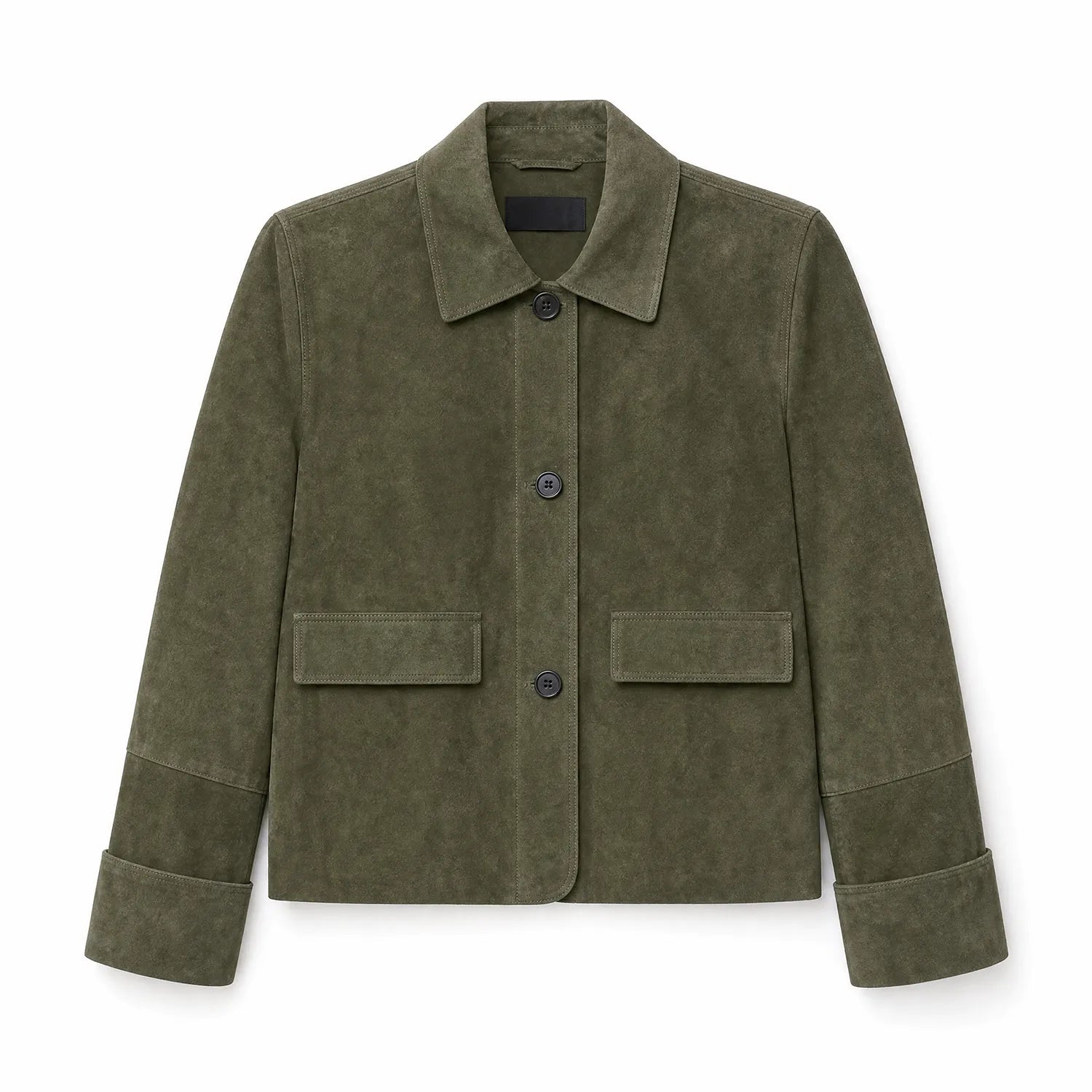 Women’s Olive Green Suede Jacket | Stylish Cropped Leather Jacket for Women
