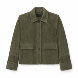 Women’s Olive Green Suede Jacket | Stylish Cropped Leather Jacket for Women