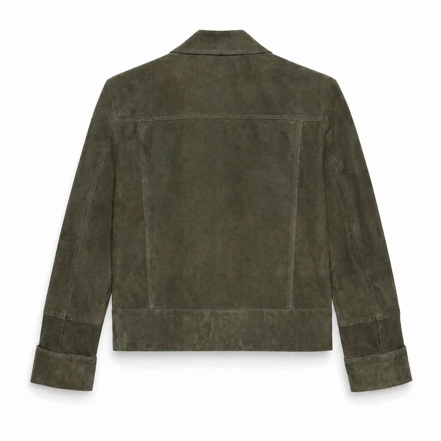 Women’s Olive Green Suede Jacket | Stylish Cropped Leather Jacket for Women