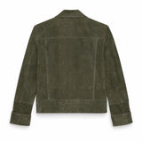 Women’s Olive Green Suede Jacket | Stylish Cropped Leather Jacket for Women