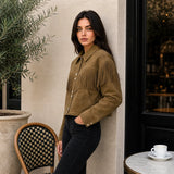Women’s Olive Suede Fringe Jacket | Boho Inspired Leather Western Style Outerwear