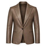 Women’s Quilted Lapel Leather Blazer | Luxury Tailored Button Front
