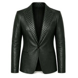 Women’s Quilted Lapel Leather Blazer | Luxury Tailored Button Front