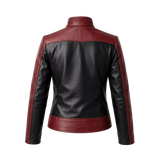 Women’s Red Black Spider Emblem Leather Jacket | Biker Style Moto Jacket