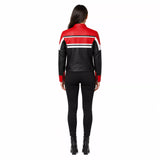 Women’s Red Black White Leather Biker Jacket | Moto Style