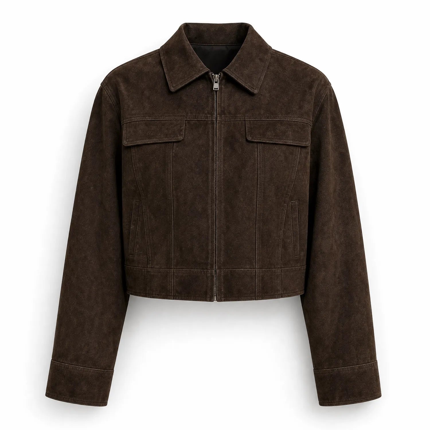 Women’s Suede Field Jacket | Vintage Brown Leather Trucker Style
