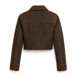 Women’s Suede Field Jacket | Vintage Brown Leather Trucker Style