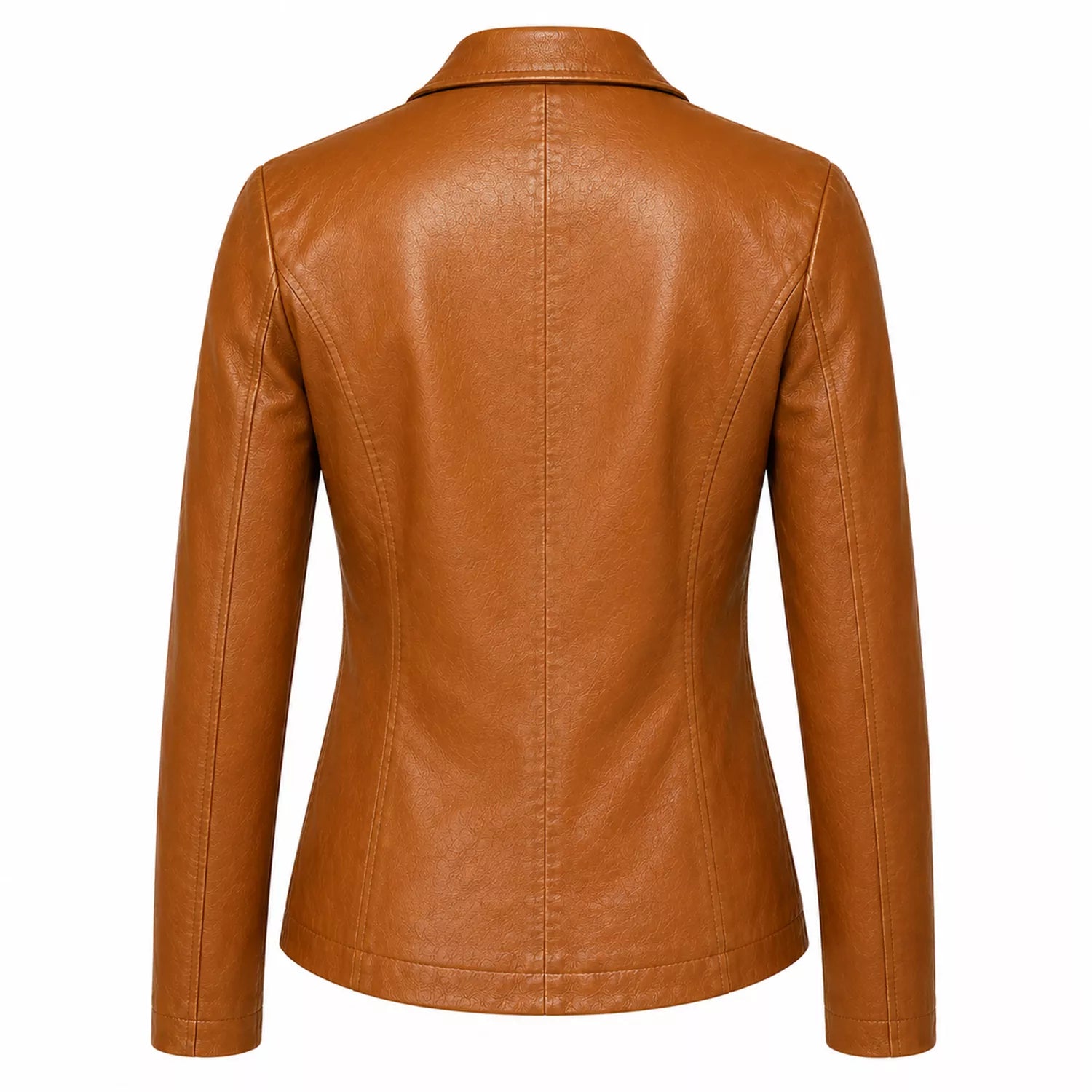 Women’s Tan Brown Leather Blazer | Classic Notch Lapel Blazer