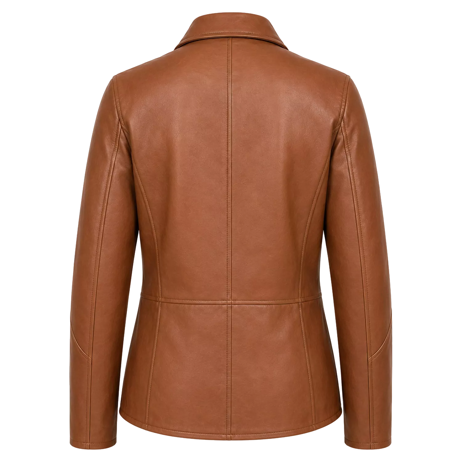 Women’s Tan Brown Leather Safari Blazer Jacket | Button-Up Utility Coat