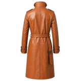 Women’s Tan Brown Leather Trench Coat |  Belted Longline Classic Style