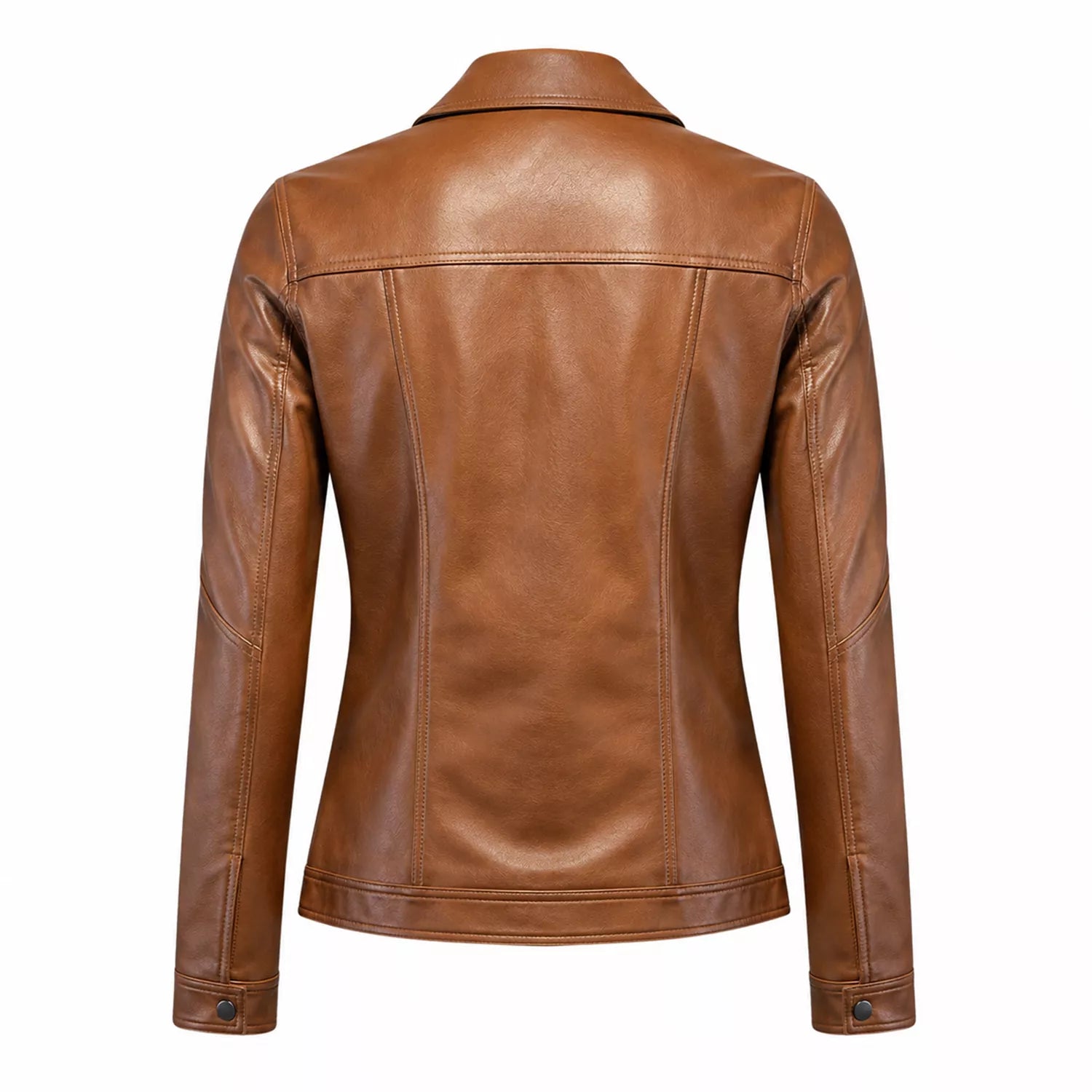 Women’s Tan Leather Trucker Jacket | Classic Western Style